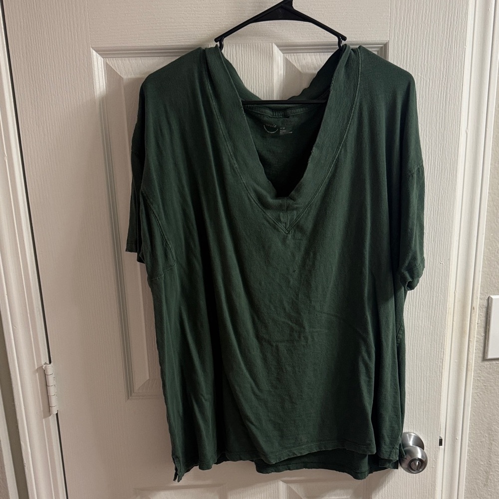 Aerie Deep Green V-Neck Tee